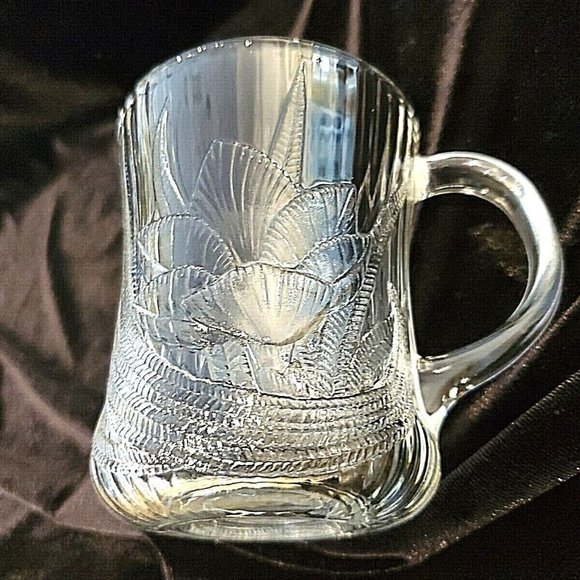 Arcoroc FRANCE Canterbury Crocus Glass Mugs Cups Coffee Tea Embossed 4” Set Of 4 - Picture 4 of 7